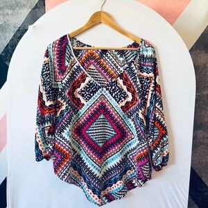 HeartSoul Multicolor Geometric Blouse